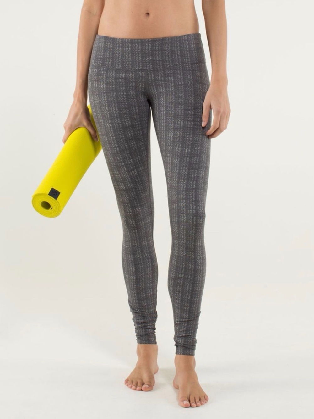 Lululemon Wunder Under Leggings Textured Gray Ziggy Print Low Rise Full Length